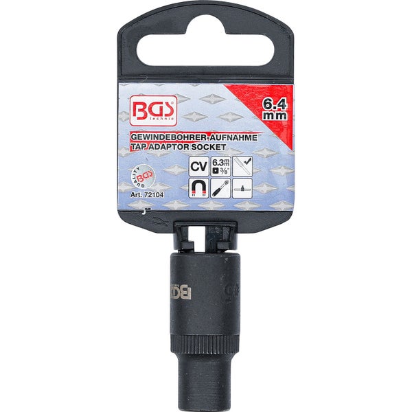 BGS Gewindebohrer-Aufnahme-Steckschlüssel-Einsatz 10 mm (3/8) 6,4 mm - 72104