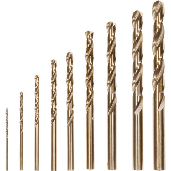 Set aus spiralgenuteten Metallbohrern in verschiedenen Größen