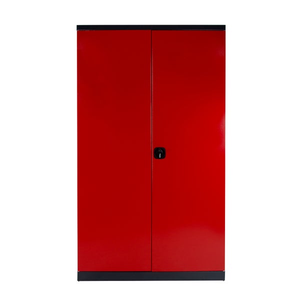 PROREGAL Stahlschrank Owl mit 4 Fachboden HxBxT 192 x 110 x 58 cm Anthrazitgrau Rot