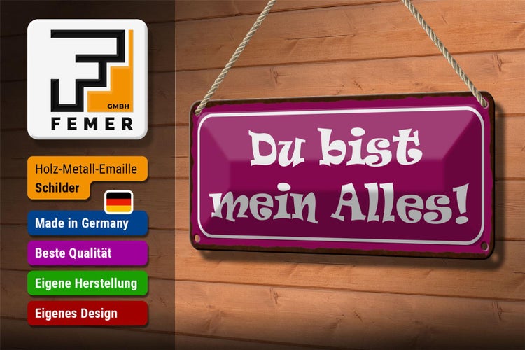 Blechschild Spruch 27x10cm Du bis mein Alles Dekoration