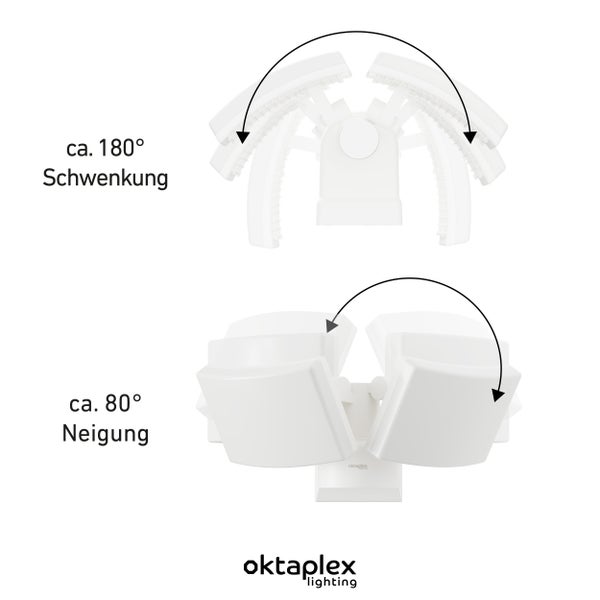 Cali Dos LED Außenstrahler dreh- / schwenkbar Warmweiß 3000K 40W LED Außenlampe IP65 Wandlampe für Garten Terrasse