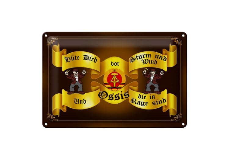 Blechschild Spruch 30x20cm Ossis hüte dich vor Sturm Wind