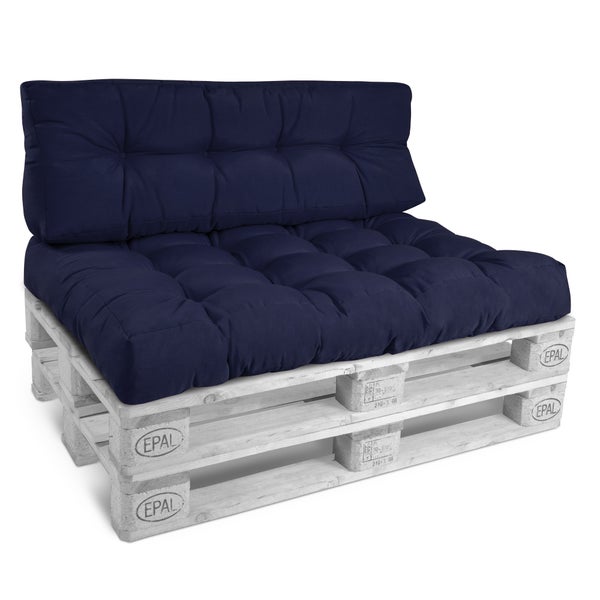 Beautissu ECO Style Palettenkissen Rücken 120x40x10cm Dunkelblau