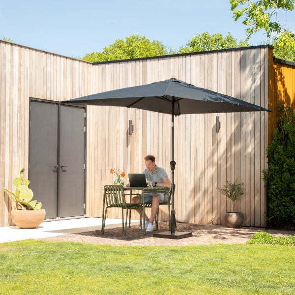 VONROC Premium Sonnenschirm rechteckig mit Ständer - Sonnenschutz mit Schirmständer für Terrasse, Balkon & Garten - Sonnenschirm groß 200X300CM inklusive Schutzhülle - Rapallo Grau