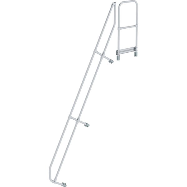 Handlauf und Sicherheitsgeländer aus Metall für Leitern, bietet festen Halt und Absturzsicherung.