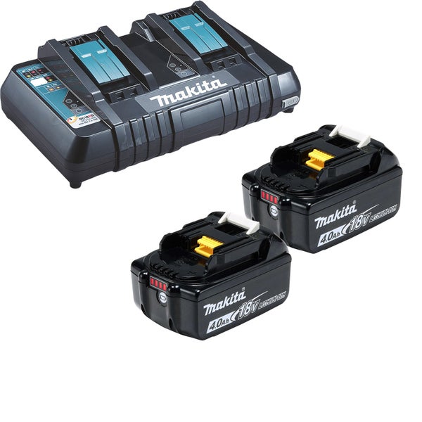 Makita 2x BL1840B Akku 4,0 Ah 18V Li-Ion + DC18RD Doppelschnellladegerät - DC18RD-BL1840-2x