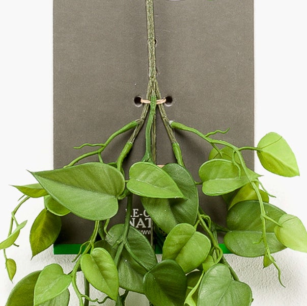 Künstliche Hängepflanze mit grünen, herzförmigen Blättern, Kunstpflanze zur Dekoration.