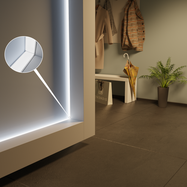 Wohnzimmer mit modularem Sofa, Couchtisch aus Holz und dekorativen Elementen