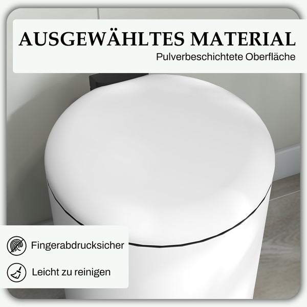 HOMCOM Mülleimer 20L Treteimer Kosmetikeimer Abfalleimer mit Deckel und Fußpedal, Müllbehälter mit Inneneimer, für Wohnzimmer, Büro, Metall, 36 x 30 x 44,5 cm