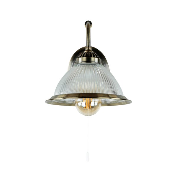 Wandleuchte aus Metall und Glas mit Zugschalter