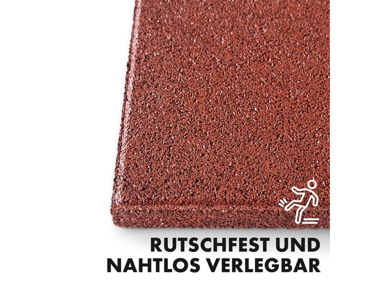FLOORDIREKT Fallschutzmatte - Elastikmatte - Fallschutzplatte mit Drainage - Rot - 50 x 50 x 2,5 cm