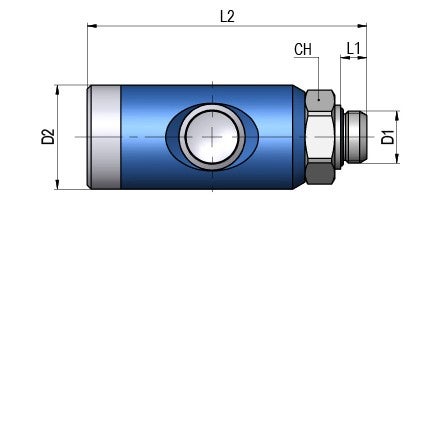 FAIRAIR Sicherheitskupplung SSK-7,4-1/2A, G 1/2 Außengewinde drehbar NW 7,4, eloxiert, FA60013