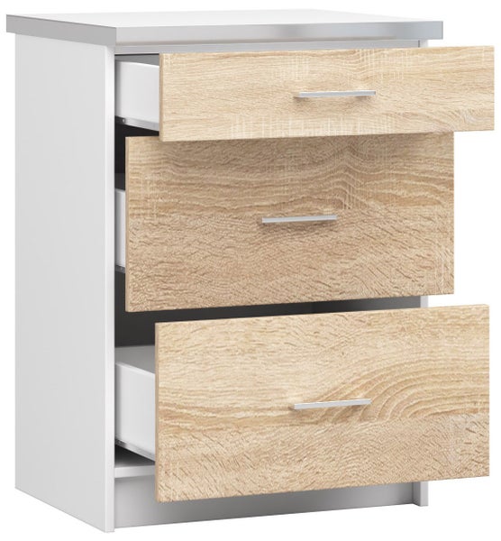 Kommode mit drei Schubladen, teilweise geöffnet