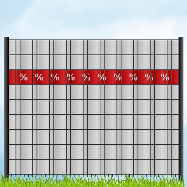 Dekorative Zaunblende mit Prozentzeichen für Sonderangebote