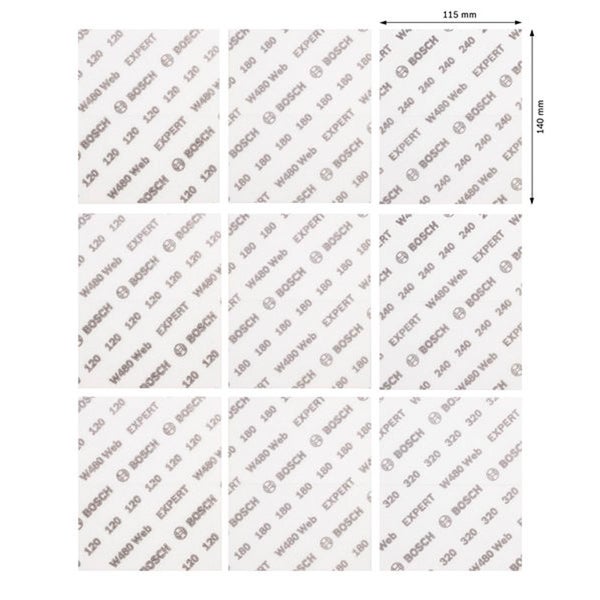 Bosch Schleifblätter Expert W480 Web, verschiedene Körnungen im Set
