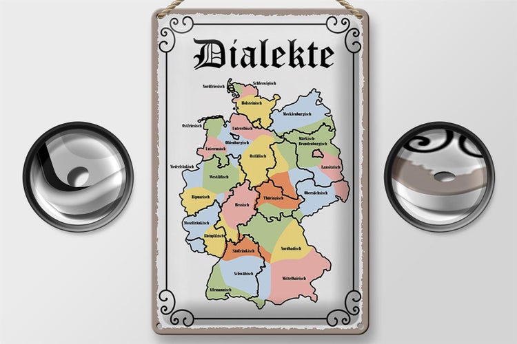 Blechschild Spruch 20x30cm Dialekte Karte Bundesländer