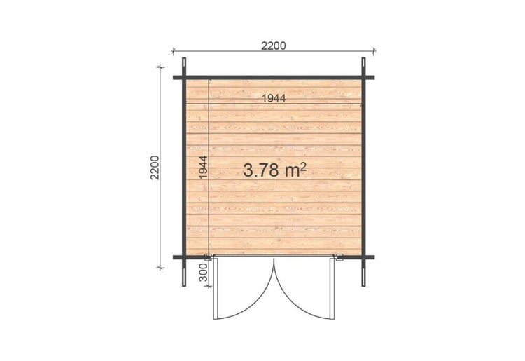 Alpholz Gerätehaus Bedford Gartenhaus aus Holz in natur, Holzhaus mit 28 mm Wandstärke Blockbohlenhaus imprägniert 2,5x3m