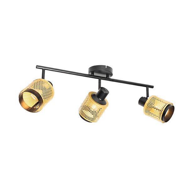 Deckenleuchte mit drei Strahlern und perforierten Lampenschirmen