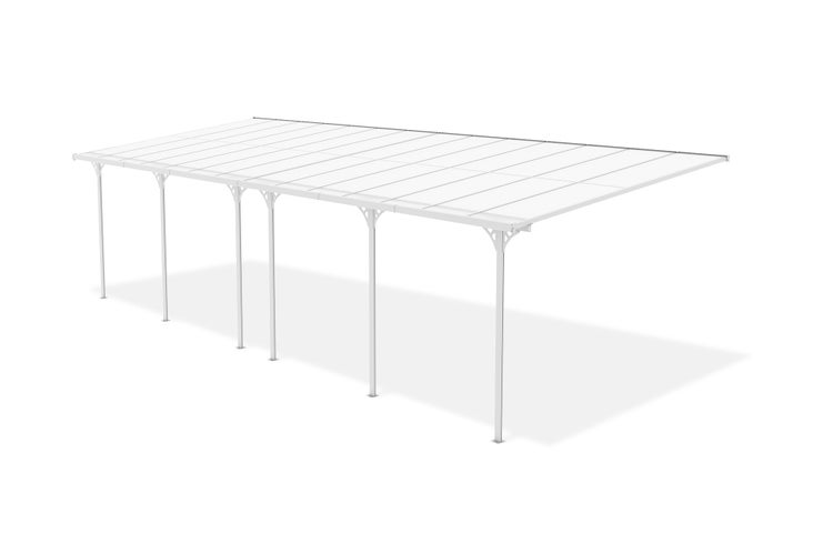 Angebaute Pergola/Carport 27m² KLEO 900L300 Aluminium Weiß