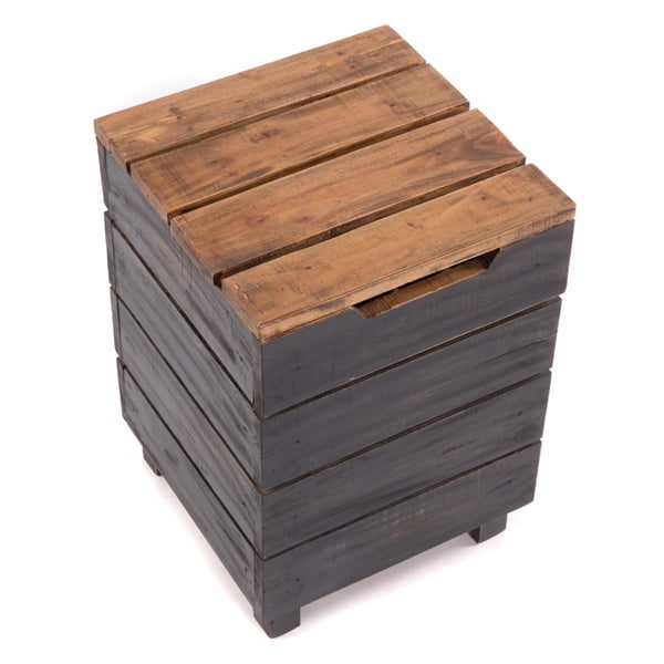 Wäschekorb STORAGE 50 Massivholz, klappbarer Deckel 04 schwarz-natur