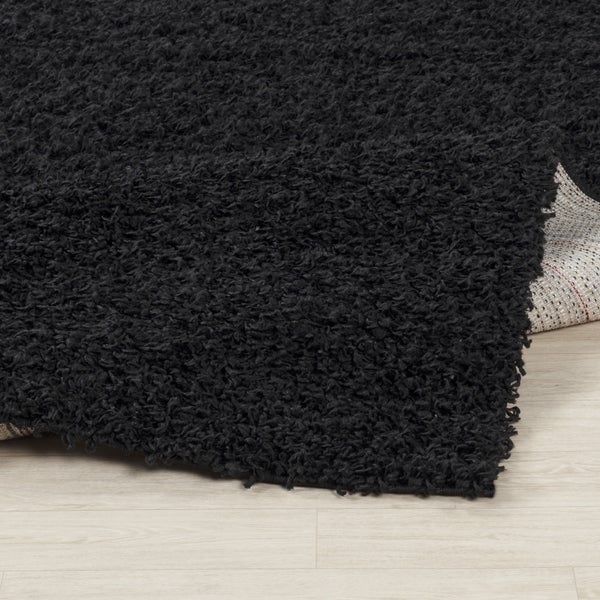 Hochfloriger Shaggy-Teppich Einfarbig Schwarz 120x170 cm LILLY
