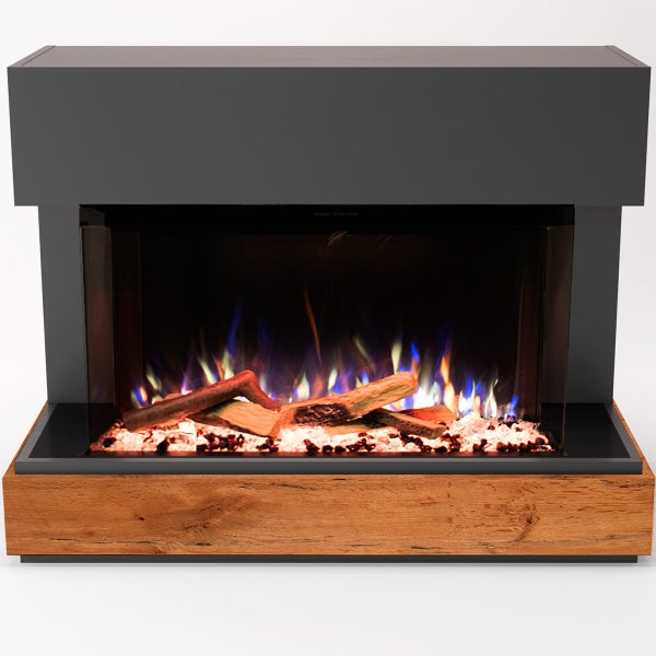 Glow Fire Elektrokamin 'Curie' | LED Standkamin in grau mit Heizung (1500 W) | HxBxT: 114x89x53cm