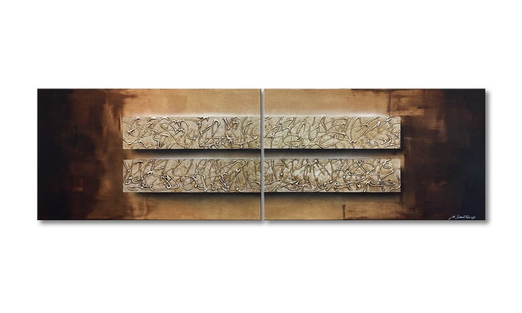 Das Leinwandbild -Silver Tracks- 200x60x2 cm handgemaltes Unikat