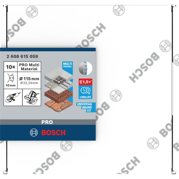 Bosch Multi Material Diamanttrennscheibe, 10 Stück, Durchmesser 115 mm