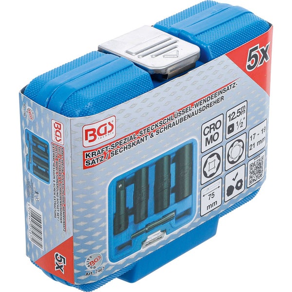 BGS technic Kraft Spezial Steckschlüsselsatz Sechskant und Schraubenausdreher im Koffer