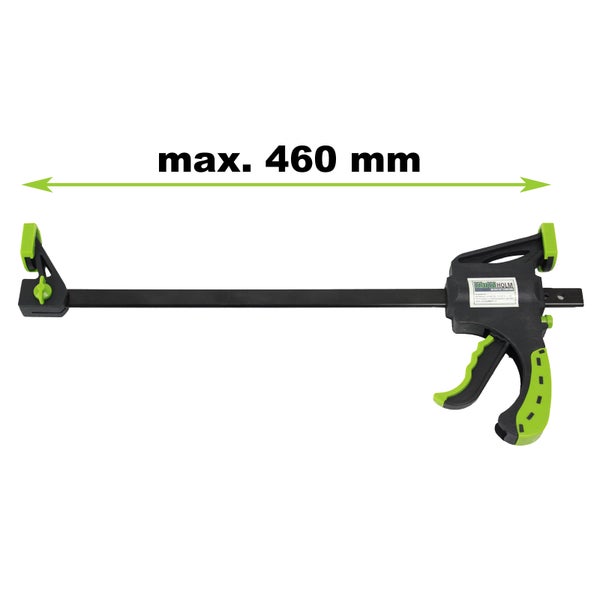Einhandzwinge mit einer maximalen Spannweite von 460 mm.