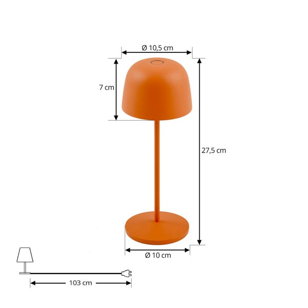Lindby Dimmbare LED Akku Tischlampe kabellos mit Touchsensor, aufladbar tragbare Tischleuchte für innen außen Outdoor IP54 Lampe Garten