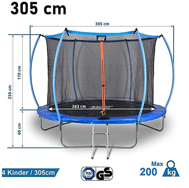 DUNLOP Trampolin 305, TÜV geprüft Gartentrampolin Outdoor, Garten Jumping