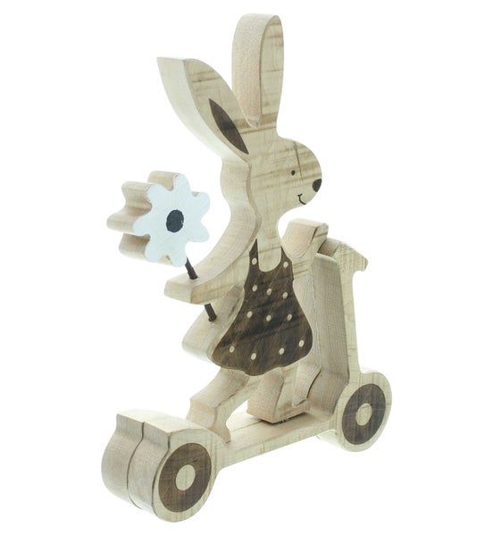 FRANK FLECHTWAREN | Häsin Osterfahrt, HOLZ, METALL, 17 x 4 x 23 cm