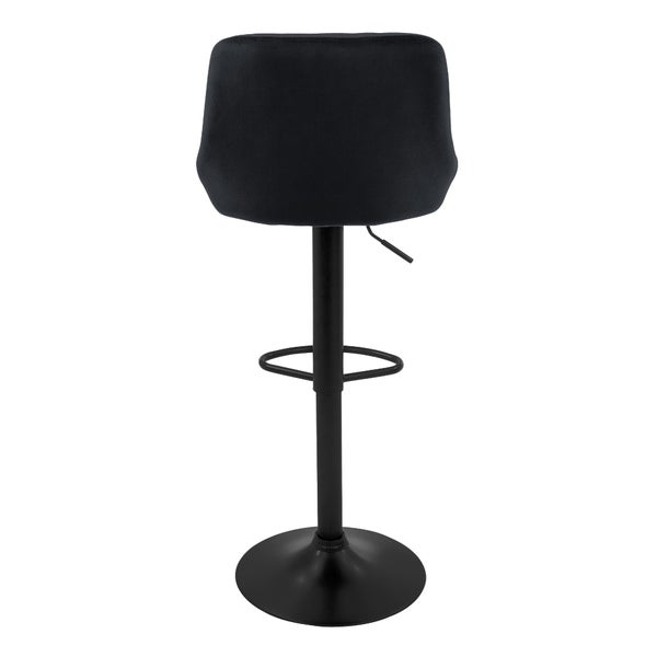ML-Design Barhocker 4er Set, Bezug aus Samt, Schwarz, Gepolsterter Barstuhl mit Rückenlehne und Fußstütze, Tresenhocker höhenverstellbar 62-82 cm, 360° drehbar, Bistrohocker Hocker Drehstuhl Barstühle