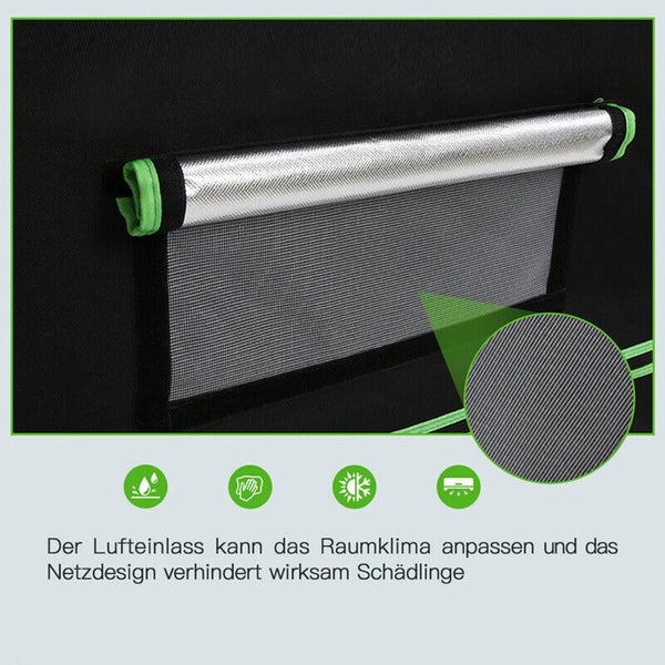 JUNG Growbox Growzelt Indoor 70x70x160cm Gewächshaus Cannabis Balkon, Grow Tent