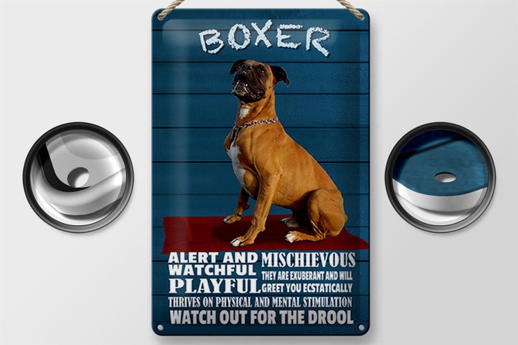 Blechschild Spruch 20x30cm Boxer Hund watchful playful