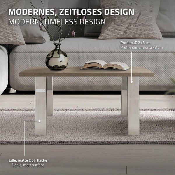 ML-Design 2er Set Tischbeine Loft 44x42 cm, Silber, Profil 8x2cm, Stahl, Industriedesign, U-Form, Metall Tischgestell scandic, Tischkufen Tischuntergestell Möbelfüße Bankkufen Bankgestell Bankbeine