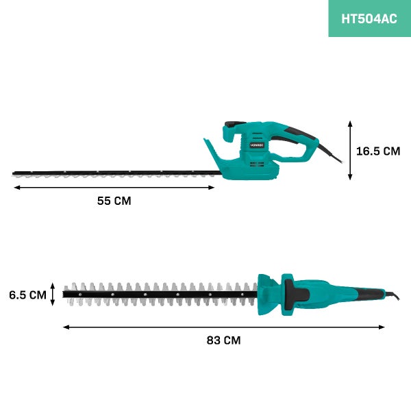 VONROC Heckenschere elektrisch 550W- Große Gartenschere elektro Strauchschere - Klingenlänge 510mm für Äste bis zu 14mm
