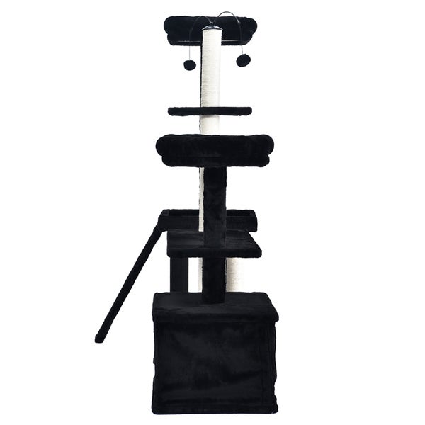 Home Deluxe - Kratzbaum JAX - Farbe: Schwarz, Maße: 136 x 124 x 40 cm, Material: Polyester, Sisal, Gestell: MDF I Katzenbaum Kratzpfosten