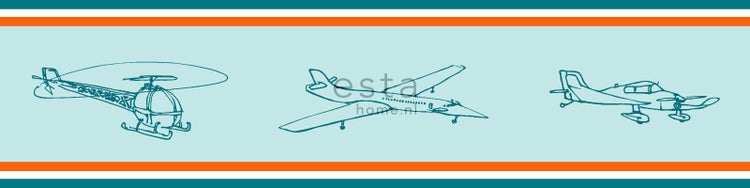 ESTAhome Tapetenbordüre Flugzeuge Rot und Blau - 13,25 cm x 5 m - 174603