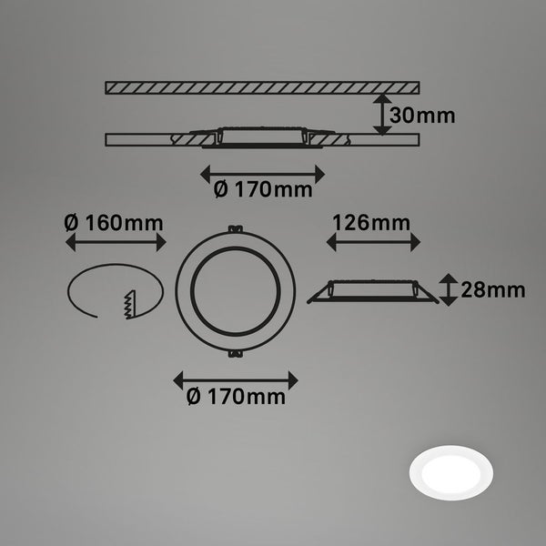 1x LED Einbaustrahler 230V LED Einbauleuchte Spots Flach Neutralweiß 17 cm