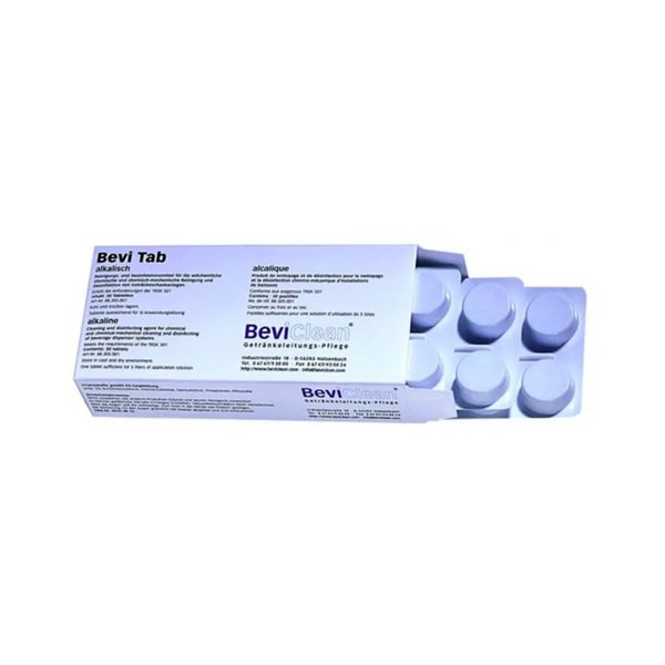 Bevi Tab alkalisches Reinigungs und Desinfektionsmittel fuer Getraenkeleitungen 30 Tabletten