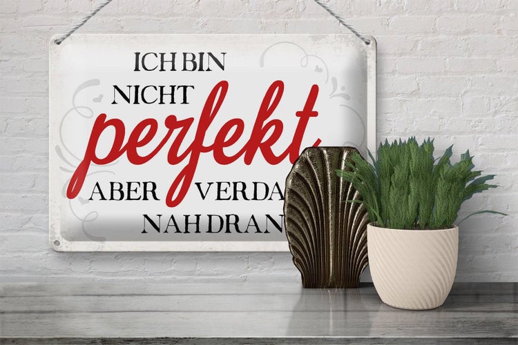 Blechschild Spruch 30x20cm ich bin nicht perfekt aber