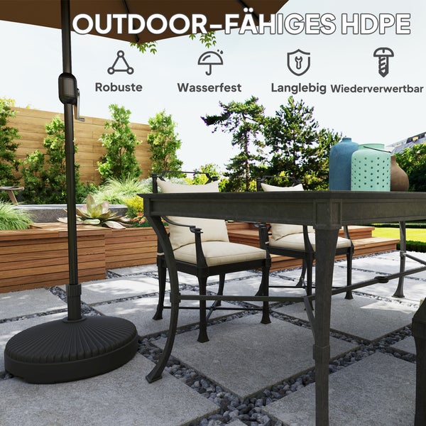 Outsunny Sonnenschirmständer bis 28 kg befüllbar Schirmständer, Rund Schirmhalter, Schirmgewicht, Ständer für Sonnenschirm Ø34/38 mm, für Balkon, Terasse, Garten, Schwarz