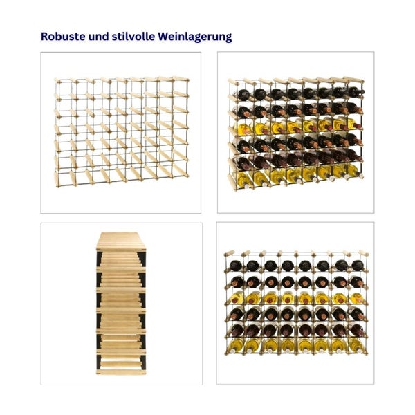 PROREGAL Modulares Weinregal Vinotega Mod Metal HxBxT 62,5 x 82,5 x 24,5 cm 8 x 6 Flaschen Massives Kiefernholz Braun Geölt