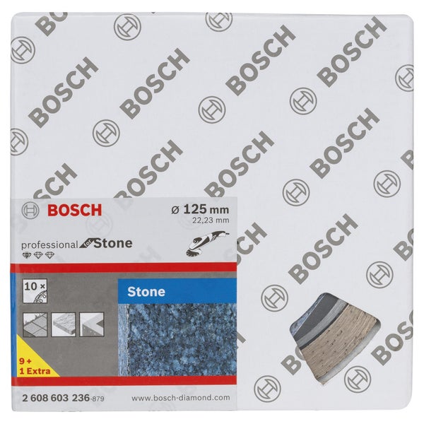 Bosch 10x Diamanttrennscheibe Standard for Stone, 125 x 22,23 x 1,6 x 10 mm -2608603236