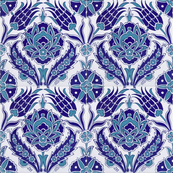 Türkische Fliesen Keramik 20x20 Timur - Keramische Wandfliesen für Bad und Küche im Mosaikstil | Packung mit 12 dekorativen Keramikfliesen 0,48 m2