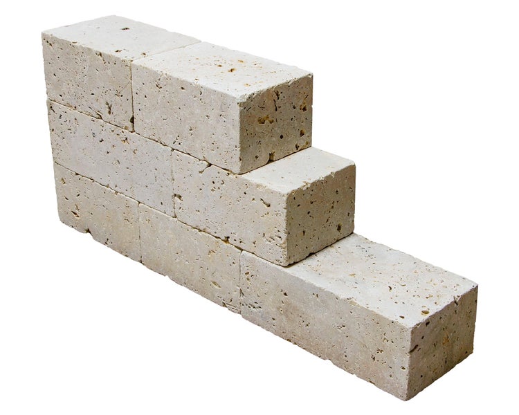 Wohnrausch Naturstein Mauersteine Travertin EXTRA LIGHT, gesägt, getrommelt, beige, L 15-50, B 18-20, H 15 cm, 1 qm