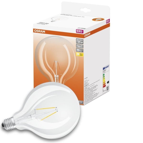 OSRAM LED Filament Lampe ersetzt 25W E27 Globe - G125 2,5W 250lm 2700K Einerpack