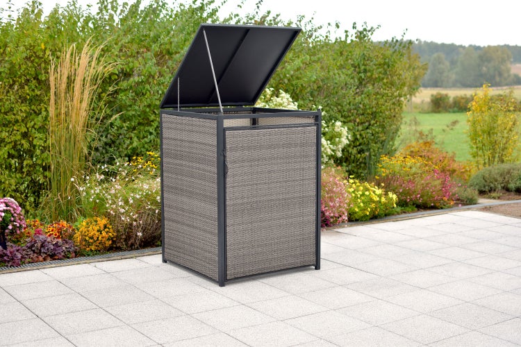 Mülltonnenabdeckung Basis, 240 Litern, Aluminium/Kunststoffgeflecht